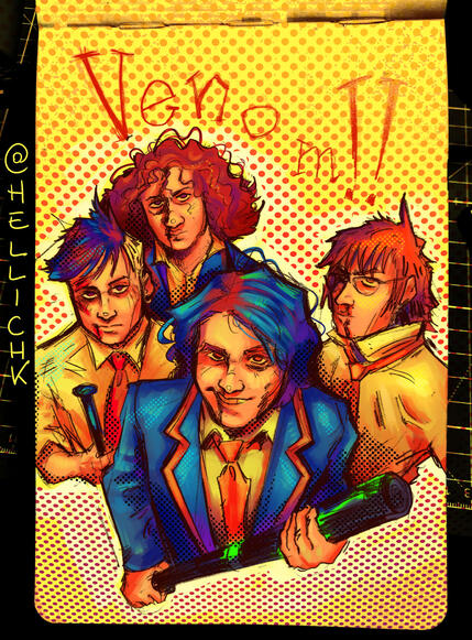 Illustration of the band My Chemical Romance; 2023