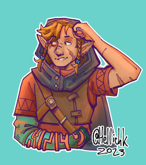 Halfbody illustration of Link; 2023